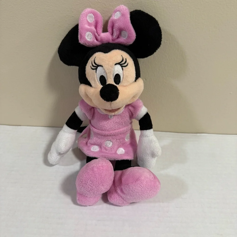 Disney Plush Minnie Mouse Pink Dress 10” Plush Toy Doll EUC Collectible